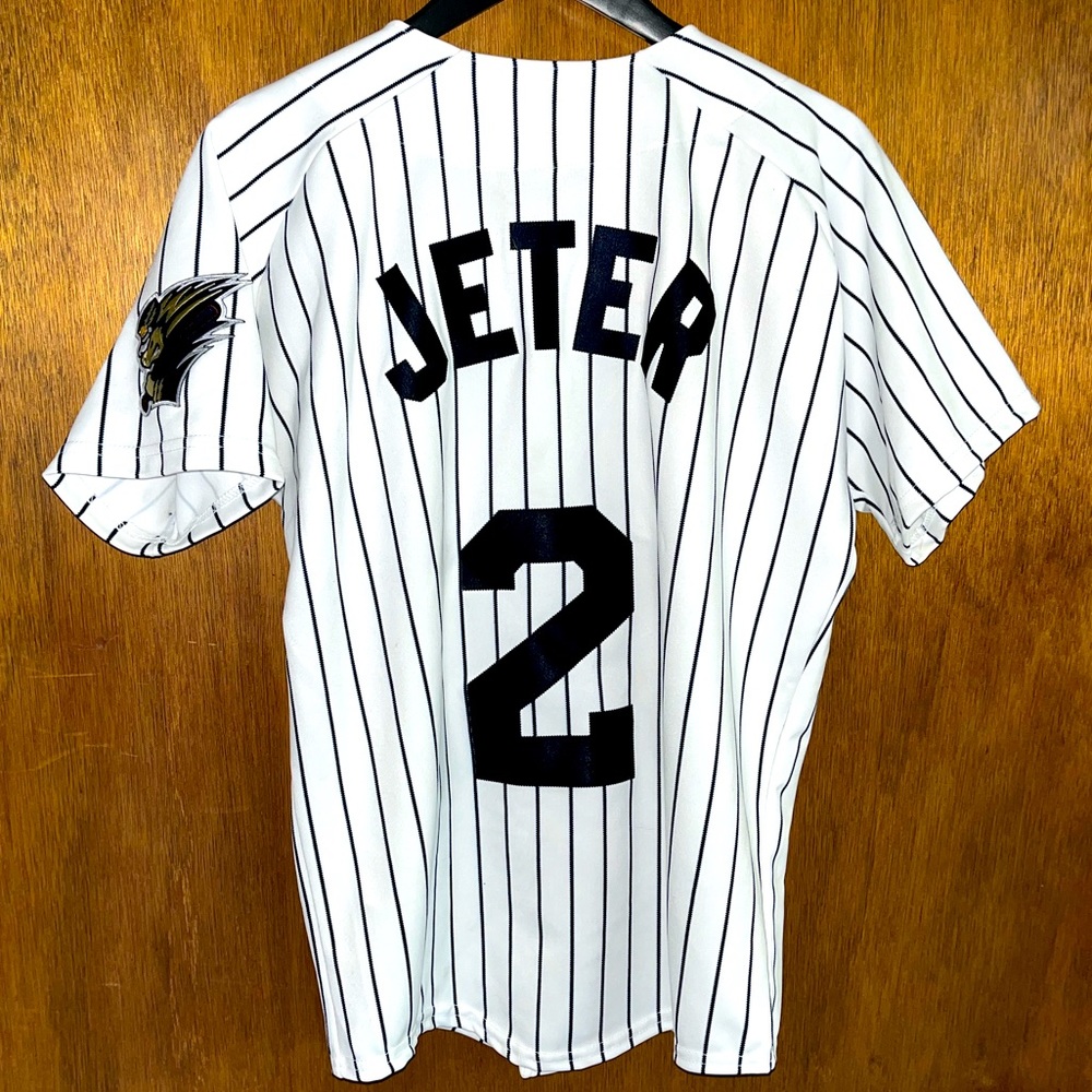 White Pinstripe Men’s Jersey with Black Number